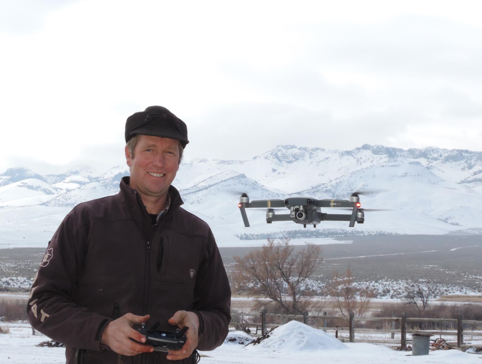 Brian Kincade flies his drone to check on cows during calving season.