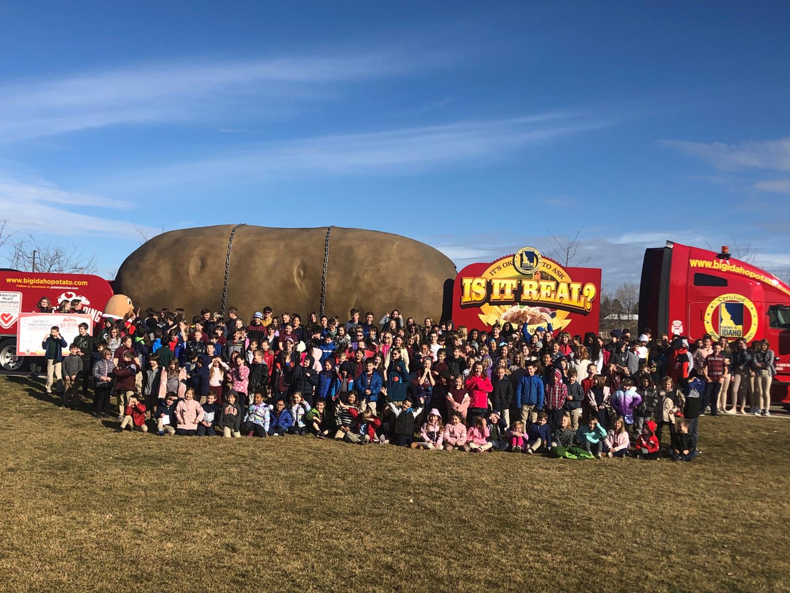 In the midst of the coronavirus outbreak, potatoes are flying off grocery store shelves across the nation. While spuds are suddenly very popular right now, the outbreak has resulted in the Big Idaho Potato Truck’s 2020 tour across America being temporarily suspended. The truck is shown here in front of a Idaho charter school shortly before the 2020 tour was halted. 