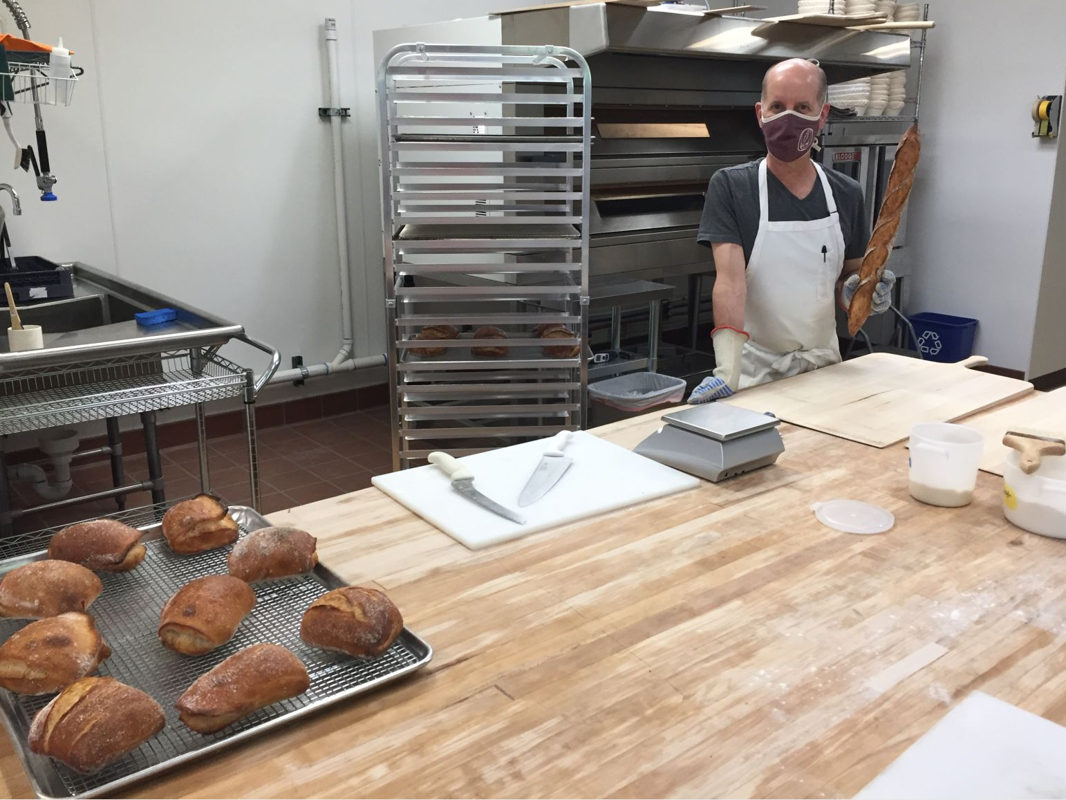 Matt Sanger, with Round River Baking, makes test batches of scones and baguettes at his new location at 250 N. Main St. in Pocatello.